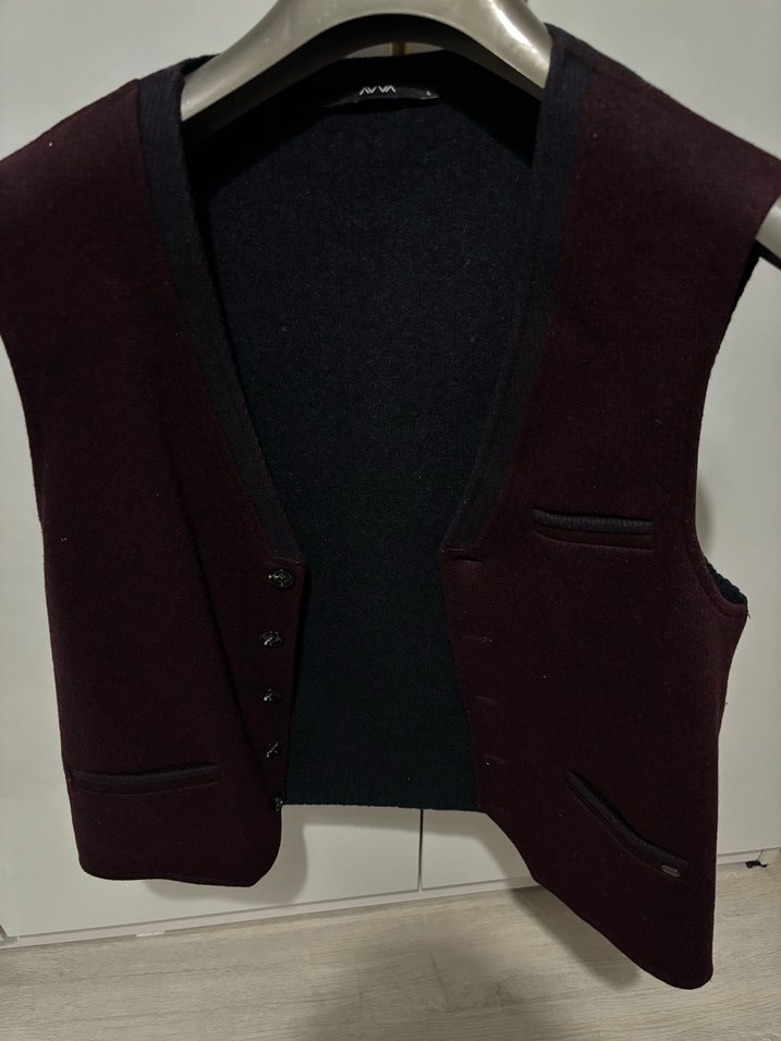 Bordo Süet Düğmeli Erkek Yelek - Görsel 3