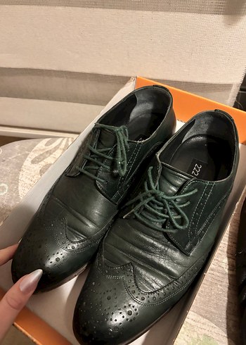 Haki Deri Erkek Klasik Bağcıklı Ayakkabı - Görsel 2