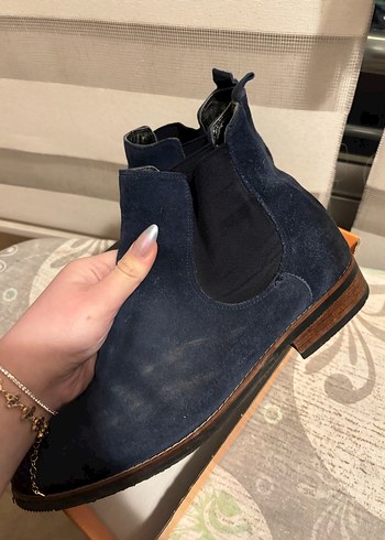 Mavi Süet Erkek Bot - Sokak Stili - Görsel 2