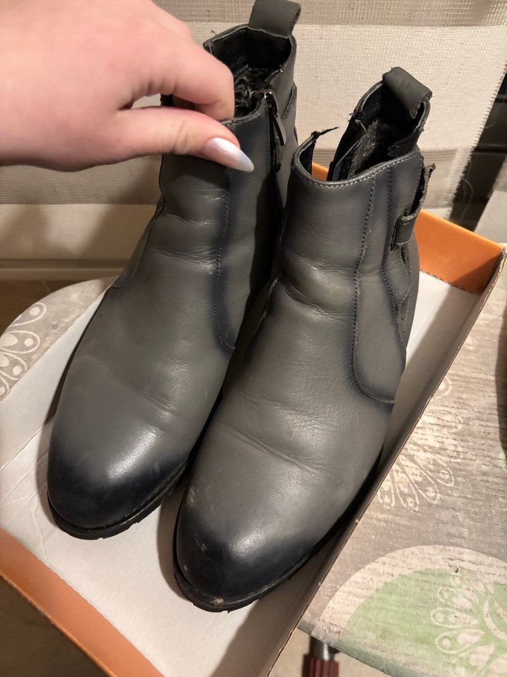 Gri Deri Tokalı Biker Bot - Görsel 2