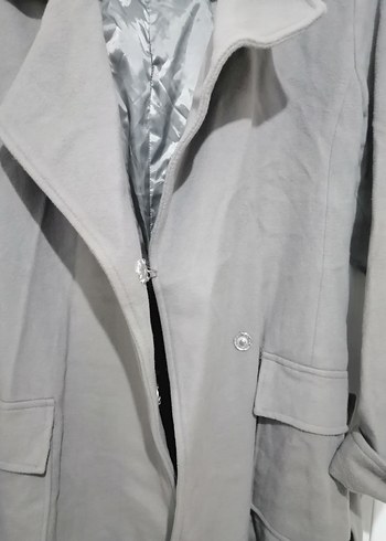 Gri Kadın Süet Kuşaklı Uzun Trençkot - Görsel 8