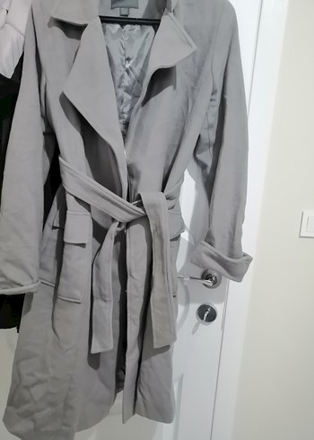 Gri Kadın Süet Kuşaklı Uzun Trençkot - Görsel 7