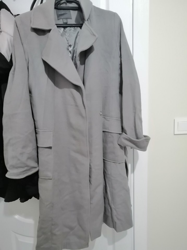 Gri Kadın Süet Kuşaklı Uzun Trençkot - Görsel 4