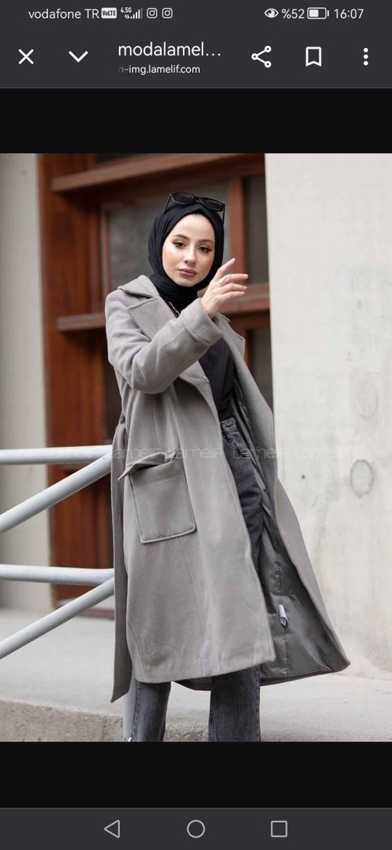 Gri Kadın Süet Kuşaklı Uzun Trençkot - Görsel 3