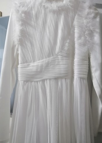 Uzun Kollu Beyaz nikah elbisesi - Görsel 3