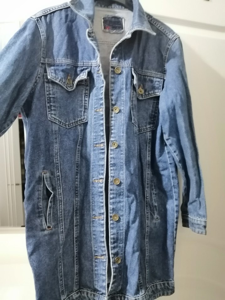 Uzun Mavi Kadın Denim Ceket - Görsel 3