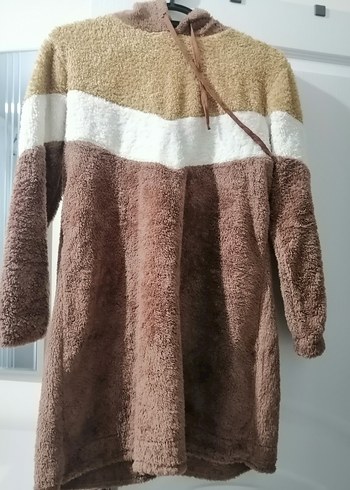 Kahverengi Uzun Kollu Kapüşonlu Kadın Sweatshirt - Görsel 2