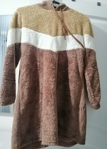 Kahverengi Uzun Kollu Kapüşonlu Kadın Sweatshirt - Görsel 3