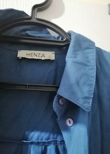 Mavi uzun kollu tesettür gömlek - Görsel 5