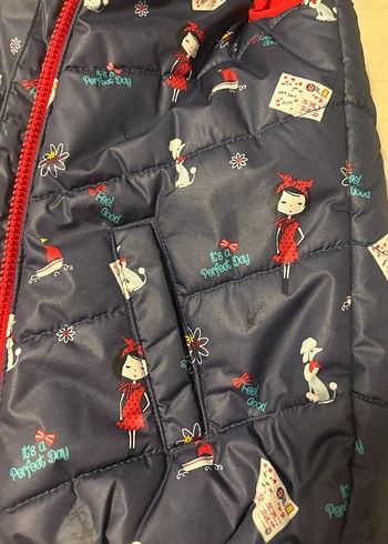 Kız Çocuk Kapüşonlu Desenli Fermuarlı Yelek - Görsel 7