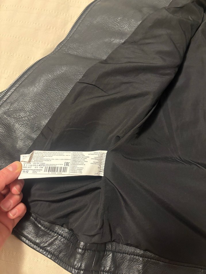 Kız çocuk Siyah Deri Biker Ceket - Görsel 4