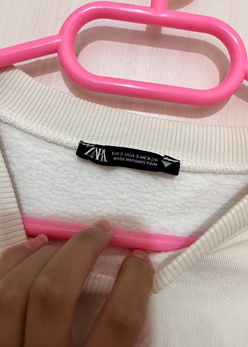 Beyaz Kısa Kesim Kadın Sweatshirt - Görsel 2