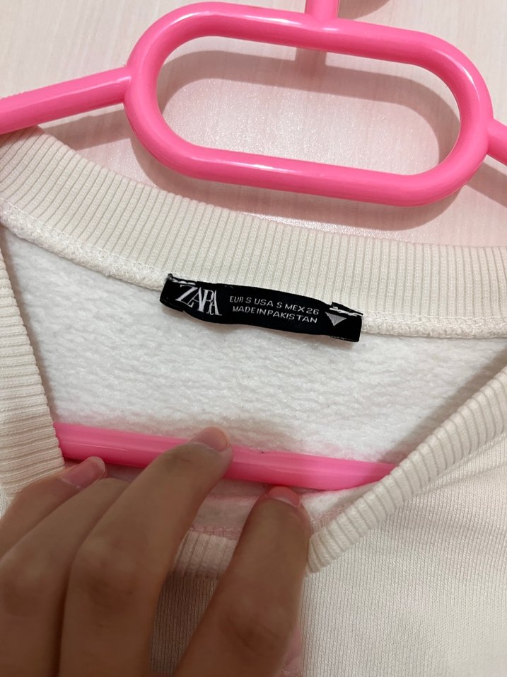 Beyaz Kısa Kesim Kadın Sweatshirt - Görsel 2