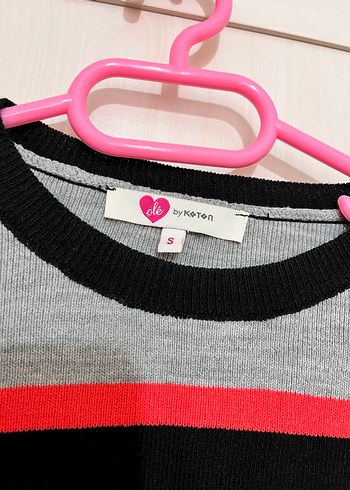 Gri Çizgili Örgü Kadın Kazak - Görsel 2