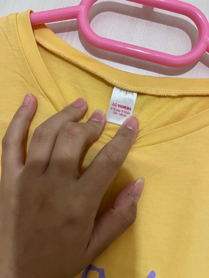 Sarı Baskılı kız çocuk pijama elbise - Görsel 2