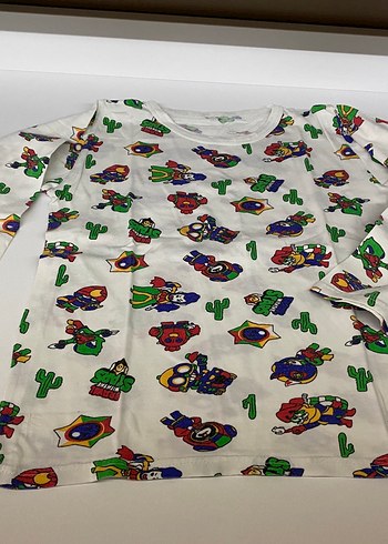 6 Yaş Beden Erkek Çocuk Renkli Baskılı Kısa Kollu Pijama