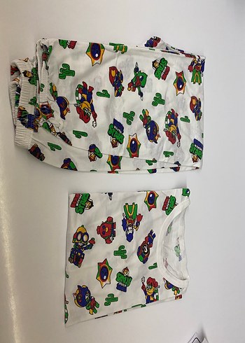 Erkek Çocuk Renkli Baskılı Kısa Kollu Pijama