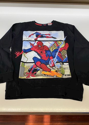Erkek Çocuk Siyah Örümcek Adam Baskılı Sweatshirt
