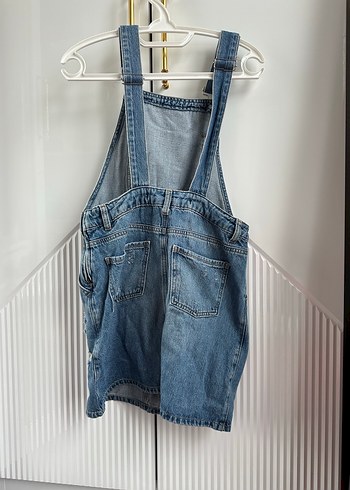 Kadın Mavi Kot Mini Tulum - Görsel 2