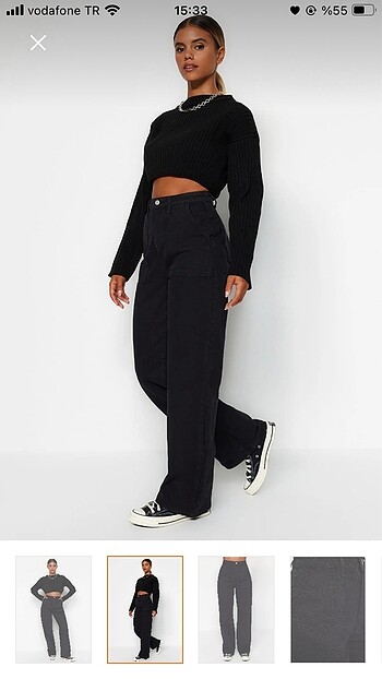 Trendyol & Milla Trendyolmilla Siyah Cep Detaylı Yüksek Bel Wide Leg Jeans