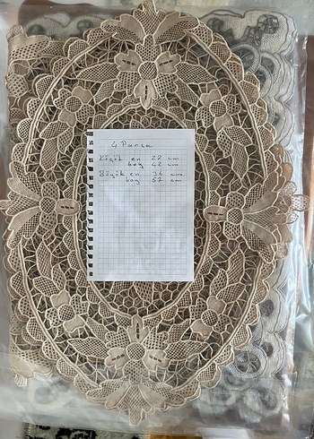 El Yapımı Dantel Oval Masa Örtüsü Seti - Görsel 2