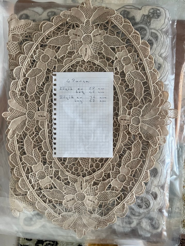 El Yapımı Dantel Oval Masa Örtüsü Seti - Görsel 2