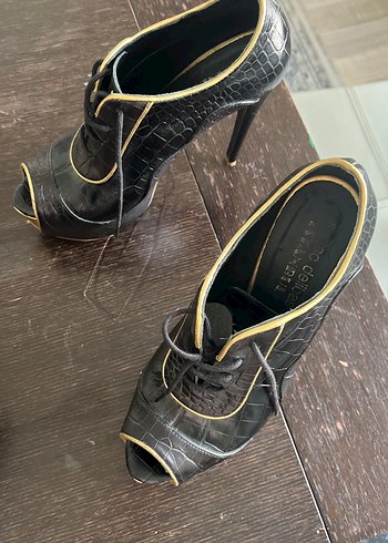 Siyah Yılan Desenli Stiletto Kadın Ayakkabı - Görsel 2