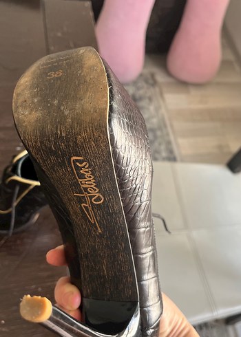 Siyah Yılan Desenli Stiletto Kadın Ayakkabı - Görsel 3