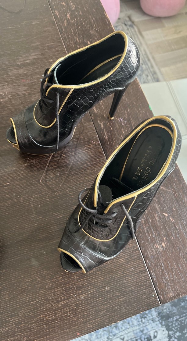 Siyah Yılan Desenli Stiletto Kadın Ayakkabı - Görsel 2