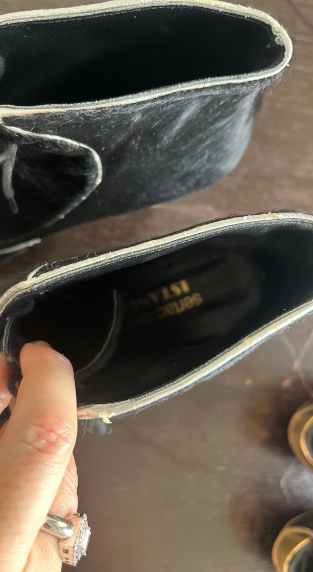 Siyah Süet Kürklü Yüksek Topuklu Zebra Desenli Bot - Görsel 2