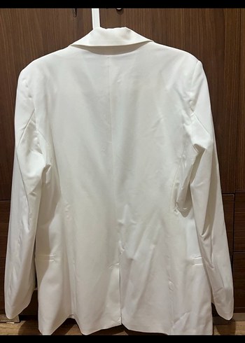 Beyaz Düğmeli Kadın Blazer Ceket - Görsel 2