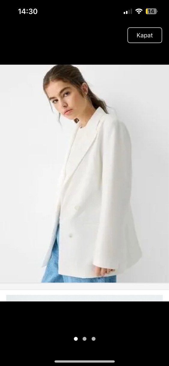 Beyaz Düğmeli Kadın Blazer Ceket - Görsel 3