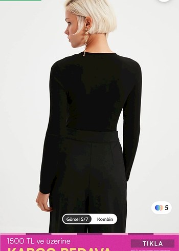 Siyah V Yaka Kadın Bluz - Görsel 2