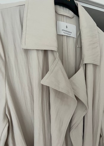 Bej Keten Uzun Kadın Trençkot - Görsel 3