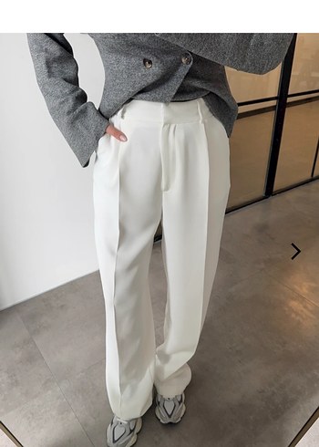 Beyaz  Kumaş Kadın Pantolon - Görsel 2