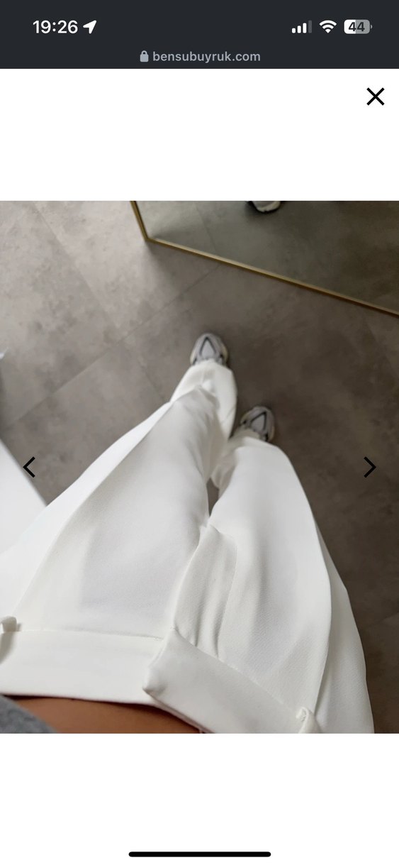 Beyaz  Kumaş Kadın Pantolon - Görsel 3