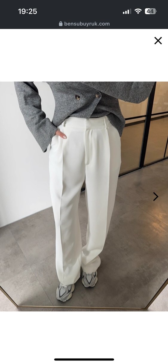 Beyaz  Kumaş Kadın Pantolon - Görsel 2