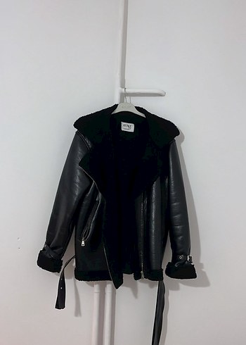 Siyah Deri Kürklü Kadın Ceket - Görsel 2