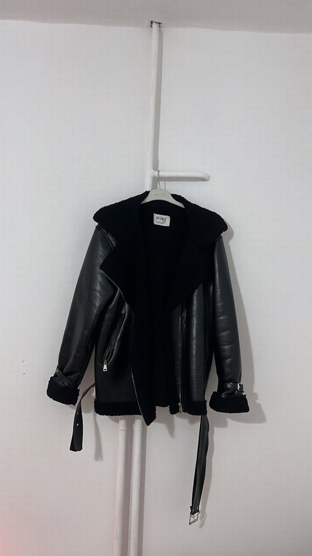 Siyah Deri Kürklü Kadın Ceket - Görsel 2