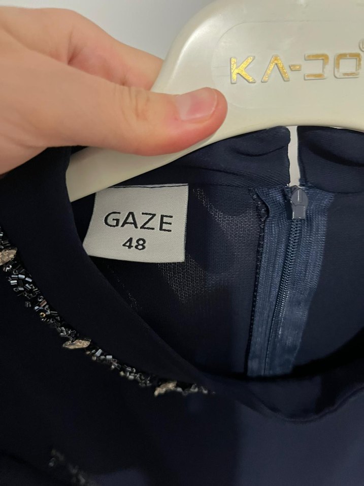 Siyah Uzun Kollu İşlemeli Kadın Elbise - Görsel 2