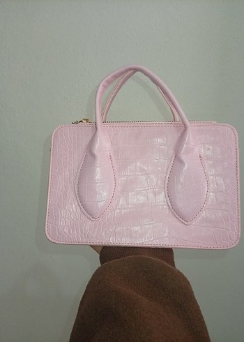 Pembe Deri Kadın El Çantası - Görsel 2