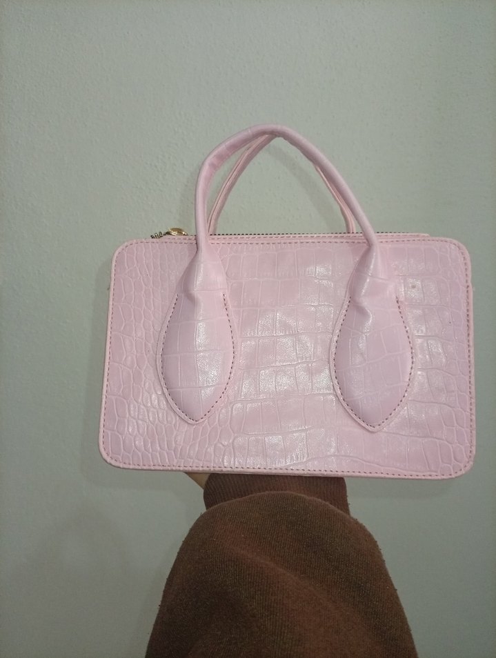 Pembe Deri Kadın El Çantası - Görsel 2