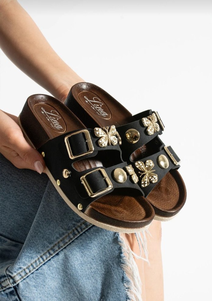 Kahverengi Yılan Desenli Tokalı Kadın Terlik - Görsel 5