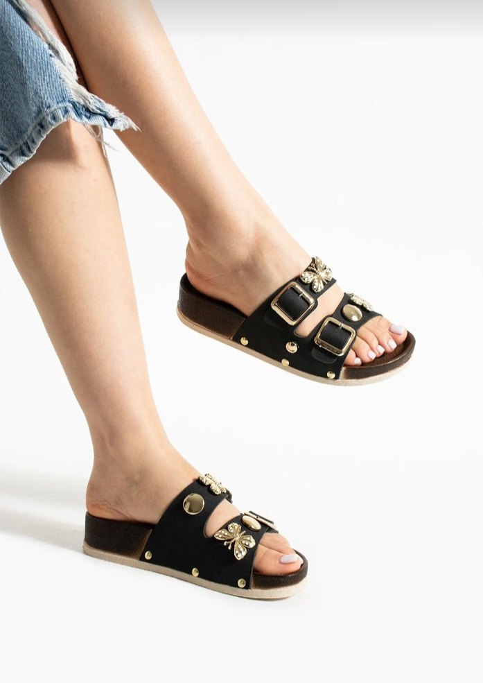 Kahverengi Yılan Desenli Tokalı Kadın Terlik - Görsel 4