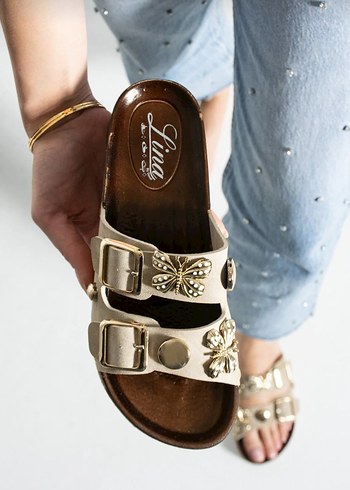 Kahverengi Deri Kemerli Kadın Terlik - Görsel 7