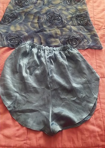 Gri Drapeli Mini Hamile Şortu - Görsel 2