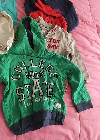 Kapüşonlu Yeşil Erkek Çocuk Sweatshirt - Görsel 5