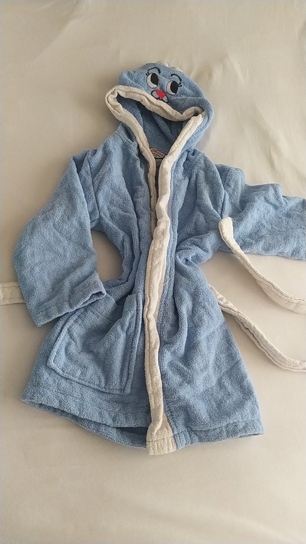 Mavi Erkek Çocuk Bornoz ve Havlu Seti - Görsel 4