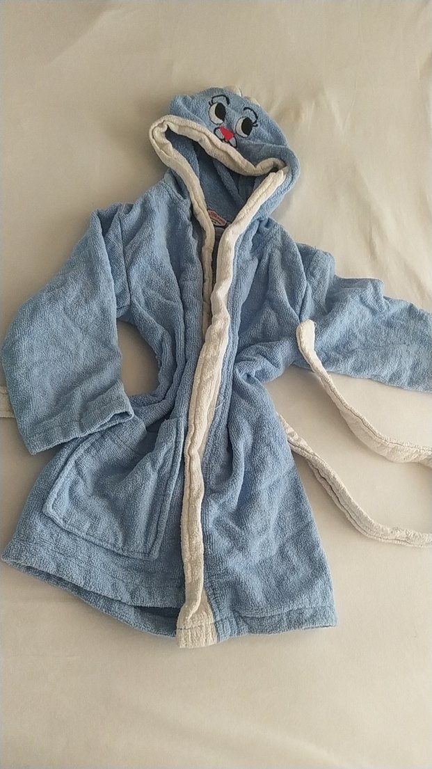 Mavi Erkek Çocuk Bornoz ve Havlu Seti - Görsel 3