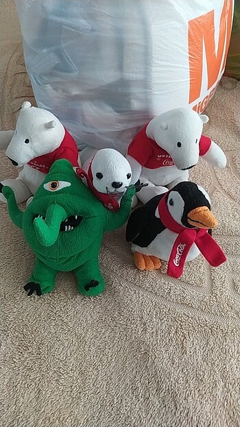 5 adet peluş oyuncak 